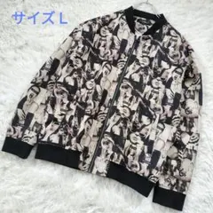Beno フォトプリント 総柄 ジップアップジャンパー ブルゾン⭐️Ｌ⭐️のサムネイル