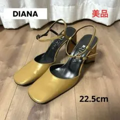 【美品】DIANA ミュールサンダル スクエアトゥ ストラップ ゴールド 日本製
