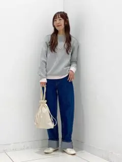 UNIQLO グレー セーター ウォッシャブルミラノリブクルーネックセーター