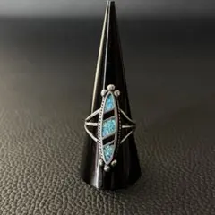 【15号】vintageターコイズインレイシルバーリング　メキシカンジュエリー