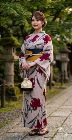 eim lawgy nuance line yukata 浴衣 クリーム - メルカリ