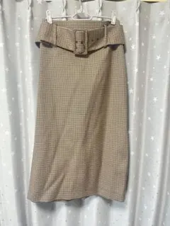 チェック柄 ベルト付き タイトスカート