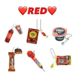 【レッド】フード系ミニチュアガチャ 6点セット キーホルダー 食品 赤