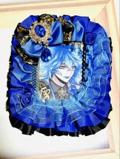 カード　デコ　トレカケース　ブルー　ブラック　リボン　黒　青　痛ケース