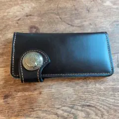 本革 コンチョ付き ロングウォレット 長財布