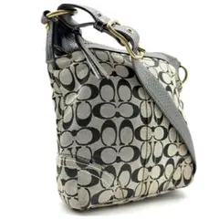 COACH　ショルダーバック　シグネチャー　キャンバス　レザー　総柄　ロゴ刻印