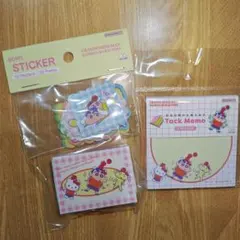 ハローキティ✕クレヨンしんちゃん未使用ステッカー＆付箋含む2点セット①2024年