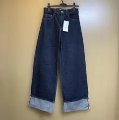 ZARA インディゴデニムパンツ ワイドシルエット 新品のサムネイル