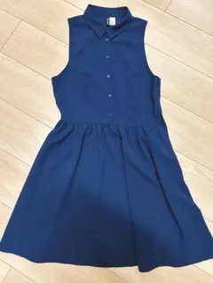 H&M DIVIDED ブルー ノースリーブ シャツワンピース