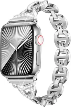 Apple Watch バンド ベルト ラインストーン ステンレス シルバー