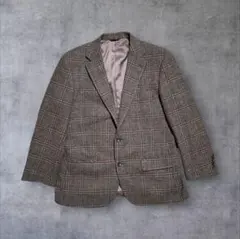 00's vintage テーラードジャケット チェック柄 ウール L ブラウン