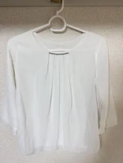 オリヒカ　飾り付き七分丈ブラウス（白）