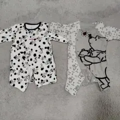 水玉模様とプーさんロンパースセット