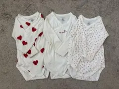 プチバトー petit bateau 肌着 長袖 合わせボディ　ハート 3点
