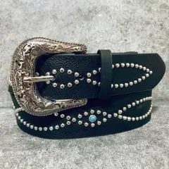 ウエスタンベルト ターコイズ 黒　ブラック シルバーy2k アメカジ スタッズ