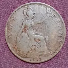 영국 고전 1919년 1페니 동전 조지 5세