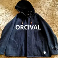 ORCIVAL　メルトン ・フード付きシングル ショートコート　NAVY