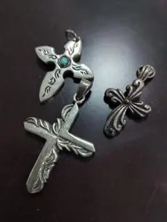 シルバー クロスペンダントトップ3個セット