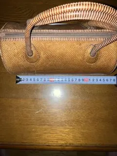 ブラウンレザー ハンドバッグ 網目模様