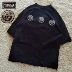 VERSACE JEANS ヴェルサーチ メデューサ 総刺繍 半袖Tシャツ 黒のサムネイル