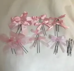 ヘアメ リボン リボンピン ピンク ヘアメイク