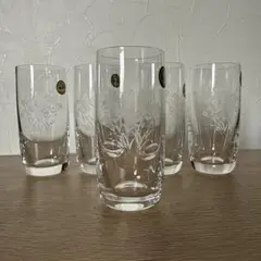 쇼와 레트로 HOYA クリスタルグラス 5客セット 꽃무늬