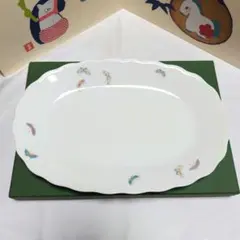 深川製磁 蝶文 楕円大皿 約30cm 有田焼 盛皿 プレート 共箱あり（箱汚れ）