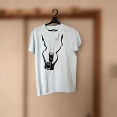 【新品未使用】Right-onのカメラプリント 半袖Tシャツ ライトブルーM〜Lのサムネイル