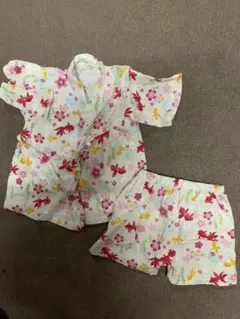 金魚と花柄 ベビー甚平セット