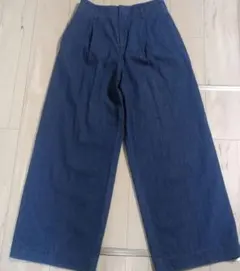 ユニクロ　ダークブルー ガウチョパンツ ワイドレッグ