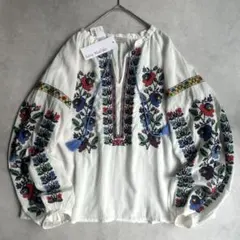タグ付き未使用品✨サラマリカ 刺繍ブラウス シャツ 花 エンブロイダリー リボン