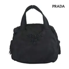 PRADA プラダ ビジュー ビーズ ナイロン ハンドバッグ タッセル フリンジ