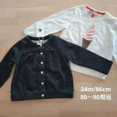 プチバトー他ネイビースナップカーディガン、コットンニット まとめ売り 80-90