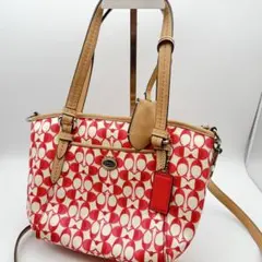 COACH ショルダーバッグ 赤白 シグネチャー 2way コーチ