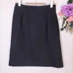 ヤギ　ベロア　コーデュロイ　ミニスカート　黒　タイトスカート　9AR　裏地あり