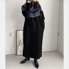 LOWRYSFARM ＺＩＰエリツキニットワンピース