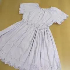 薄紫 フリル袖 ワンピース 半袖