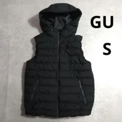 GU　フード付き中綿ベスト　ブラック　メンズ　Sサイズ