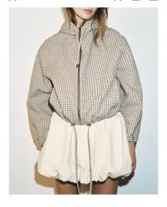 タグ付き　新品　フーデットチェック柄ジャケット