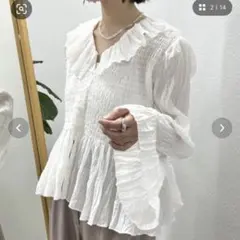 mystic シャーリングフリルブラウス