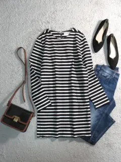 アストラット ユナイテッドアローズ ボーダー 後ろジップ チュニック ワンピース