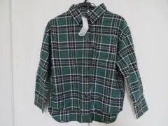 グリーン系のチェック柄シャツ130㎝　新品未使用　長袖シャツ　男の子 綿100