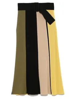 新品Mila Owenミラオーウェン ベルト付きパネルニットスカート0カラフル