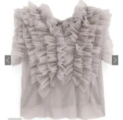 【新品未使用】キャミソール付きフリルチュールブラウス[al237]