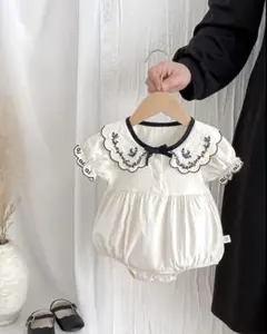 ベビーロンパース 66 女の子 襟付き 刺繍 上品 韓国