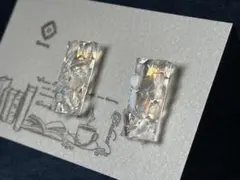 オパール　長方形　ピアス　ハンドメイド