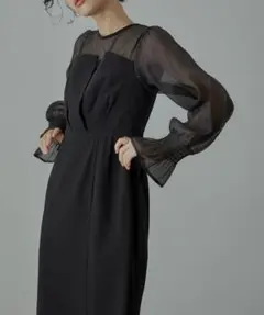 niana ビスチェ風ボリュームスリーブシフォンドレス