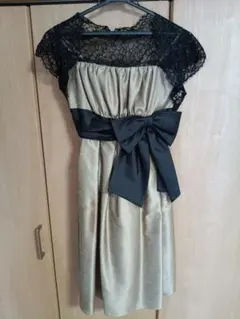 ゴールド ブラック レースアップ パーティードレス