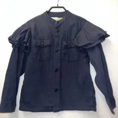 美品デニム＆ダンガリー袖フリルブラウス140