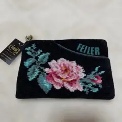 新品未使用タグ付きFEILER フェイラー ポーチ 花柄 ブラックのサムネイル